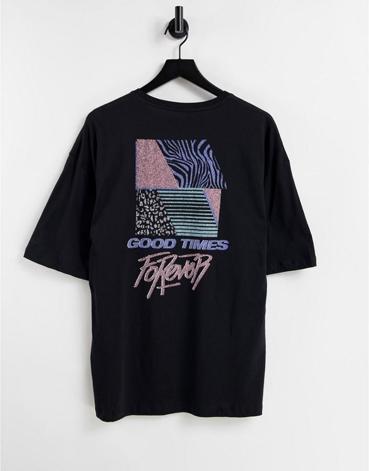 Jack & Jones Originals Oversized T-shirt With 90s Retro Print In Black