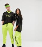 Collusion Unisex Logo Sweatpants In Neon-yellow