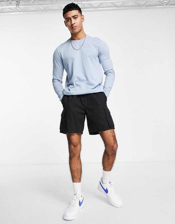 Brave Soul Long Sleeve Top In Steel Blue
