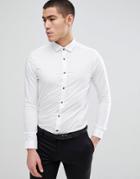 Burton Menswear Skinny Fit Long Sleeve Shirt In White - White
