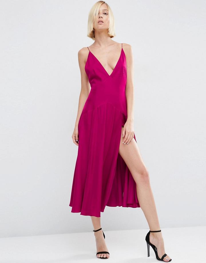 Asos Cami Paneled Midi Swing - Fuchsia