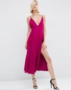 Asos Cami Paneled Midi Swing - Fuchsia