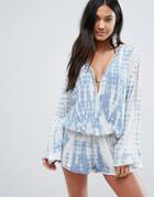 Surf Gypsy Snake Tie Dye Crochet Trim Romper - Multi