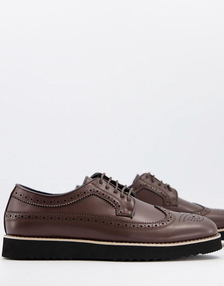 Truffle Collection Casual Lace Up Brogues In Brown