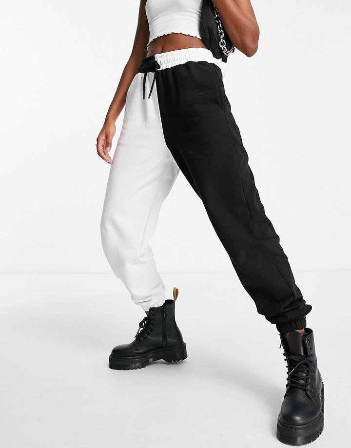 Topshop Half And Half Design Sweats In Monochrome-multi