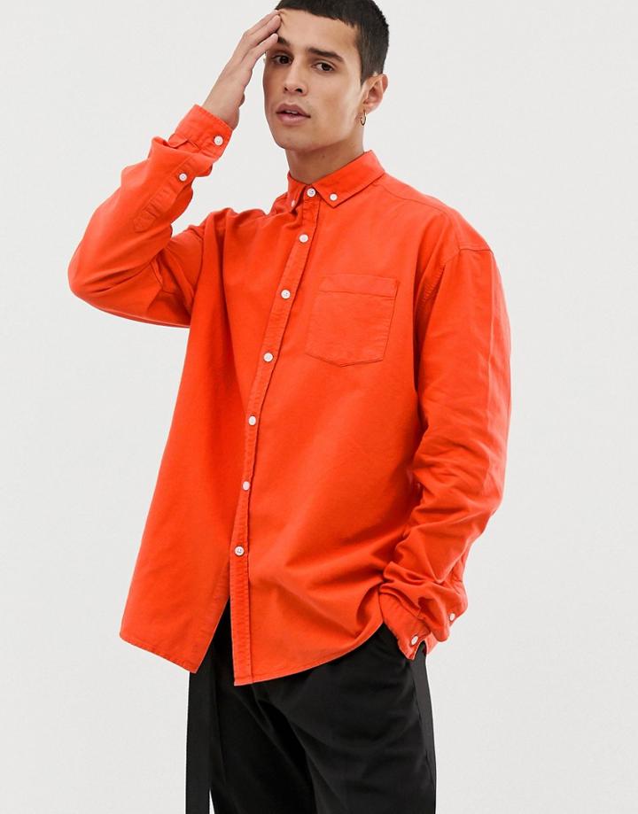 Collusion Oversized Washed Oxford Shirt - Orange