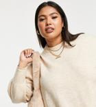 Asos Design Curve Boxy Sweater With Crew Neck In Oatmeal-neutral