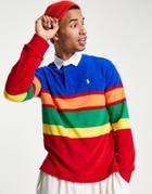 Polo Ralph Lauren Player Logo Block Stripe Rugby Sweatshirt Custom Fit In Multi - Part Of A Set