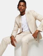 Topman Slim Single Breasted Suit Jacket In Cream-neutral