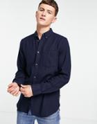 French Connection Long Sleeve Plain Flannel Shirt In Navy