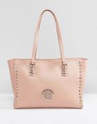 Versace Jeans Lace Up Tote With Vj Logo - Cream
