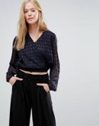 Gestuz Odalla Check Wrap Blouse - Navy