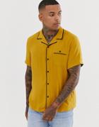 Asos Design Regular Fit Viscose Shirt With Piping In Mustard - Yellow