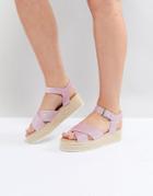 Head Over Heels By Dune Flatform Espadrille With Pink Glitter Straps - Silver