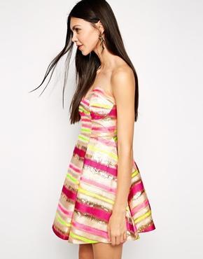 Lashes Of London Stripe Metallic Bandeau Prom Dress - Multi