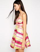 Lashes Of London Stripe Metallic Bandeau Prom Dress - Multi
