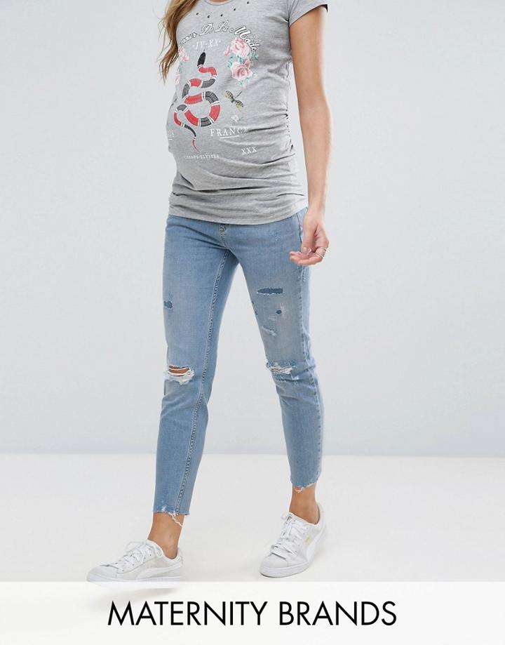 New Look Maternity Relaxed Skinny Jeans - Blue