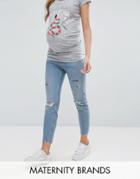 New Look Maternity Relaxed Skinny Jeans - Blue