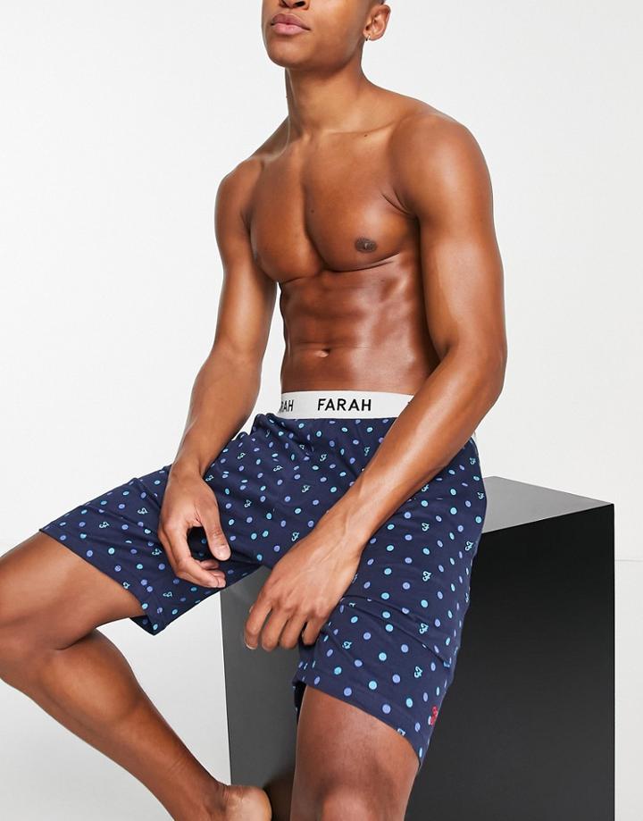 Farah Fairburn Lounge Shorts In Blue And White Spot Print