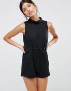 Love & Other Things High Neck Romper - Black