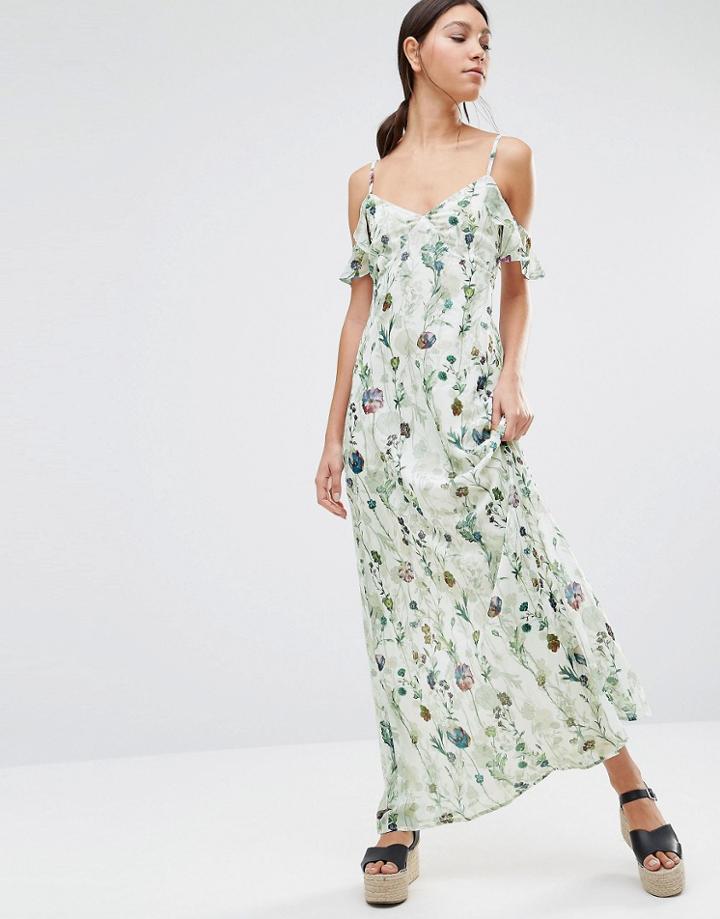 Oh My Love Cold Shoulder Maxi Dress - Blue