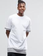 Asos Oversized T-shirt With Heavy Weight Hem Extender And Wide Neck Trim - White