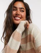 Y.a.s Nova Stripe Knit Sweater In Cream-multi