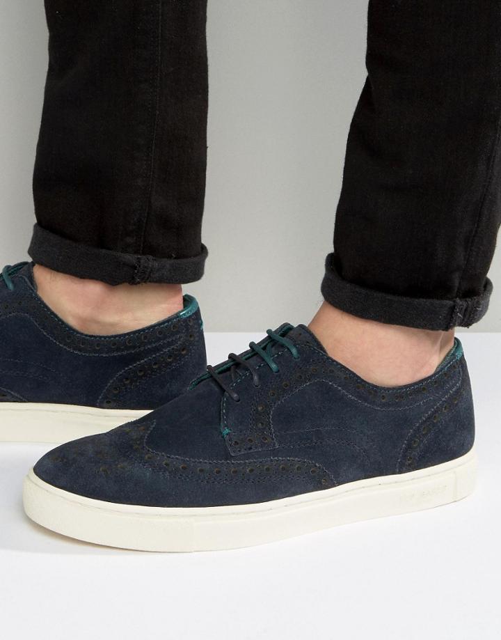 Ted Baker Rachet Suede Brogue Sneakers - Navy