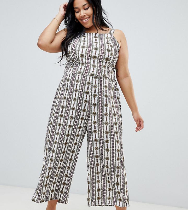 Glamorous Curve Printed Halterneck Jumpsuit