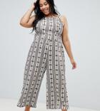 Glamorous Curve Printed Halterneck Jumpsuit