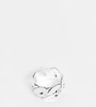 Asos Design Curve Ring With Chain Design In Silver Tone