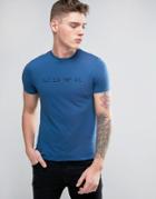 Armani Jeans Date Logo T-shirt Regular Fit Acid Wash In Blue - Blue