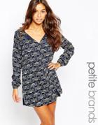 Vero Moda Petite Printed Pussy Bow Dress - Navy Print