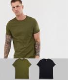 Asos Design 2 Pack Organic T-shirt With Crew Neck Save - Multi