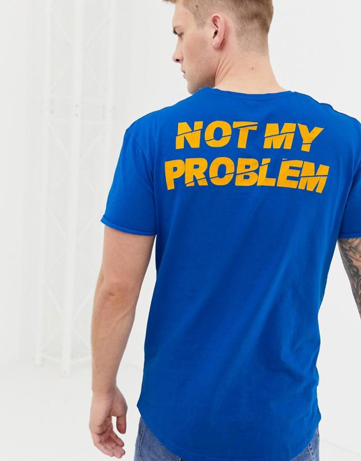 Jack And Jones Originals Long Line Pocket Tee With Back Print - Blue