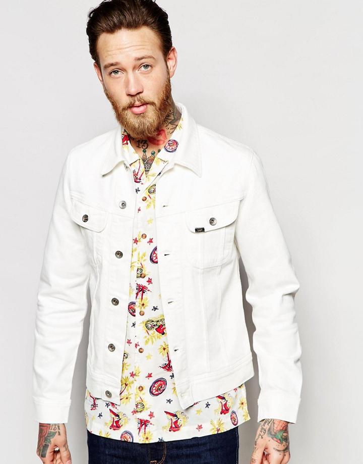 Lee Denim Jacket Slim Fit Rider Clean White Fix Stretch - White Fix