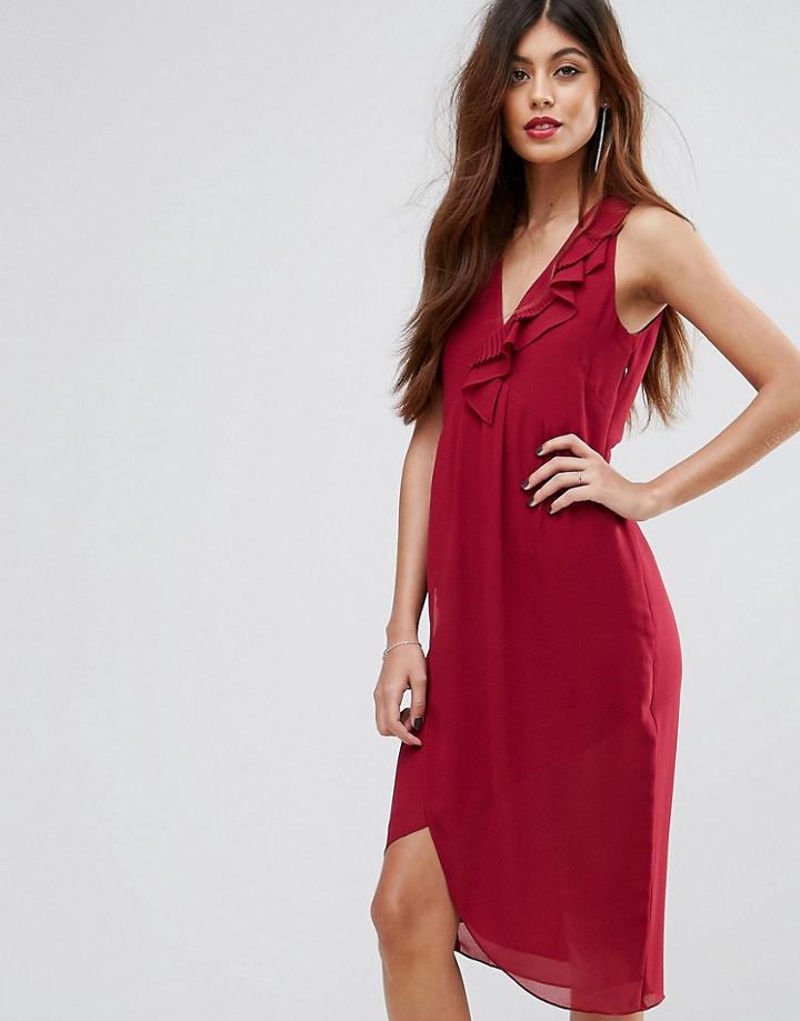 Sisley Frill Midi Dress - Pink