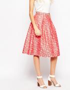 Traffic People Falling Flowers Prom Skirt In Daisy Jaquard - Red