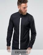 Noose And Monkey Contrast Placket Shirt - Black