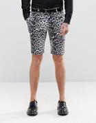 Religion Skinny Smart Shorts In Leopard Print - Black