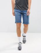 Hoxton Denim Washed Blue Denim Shorts - Blue