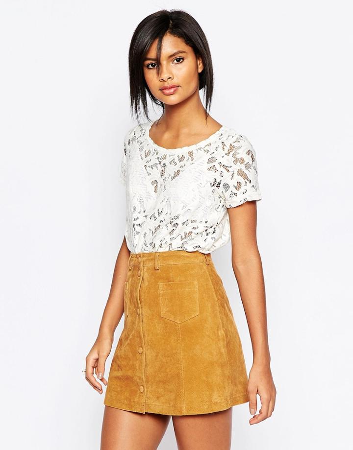 Vila Blouse With Crochet Trim - Snow White
