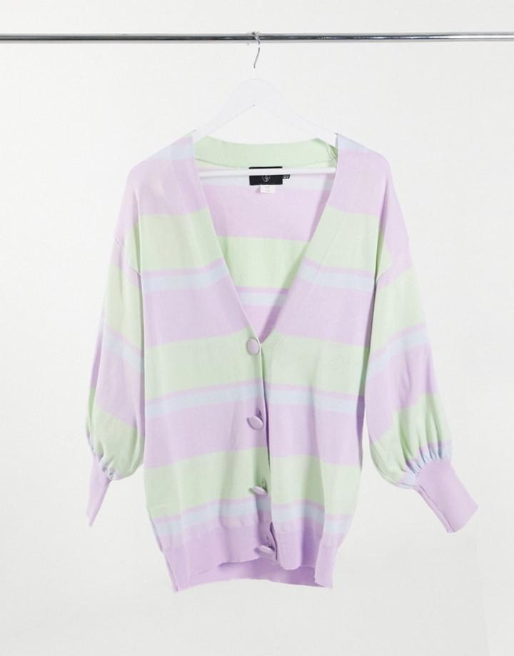 Heartbreak Oversized Cardigan Co-ord In Stripe-multi