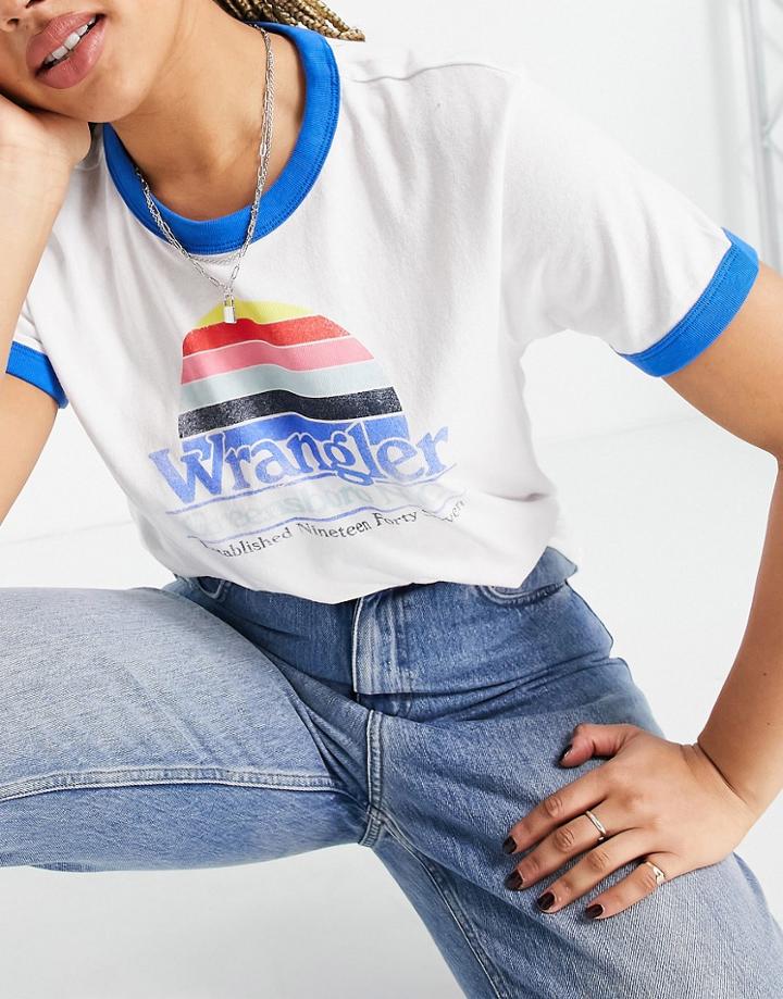 Wrangler Regular Fit Tee With Stripe Logo In White