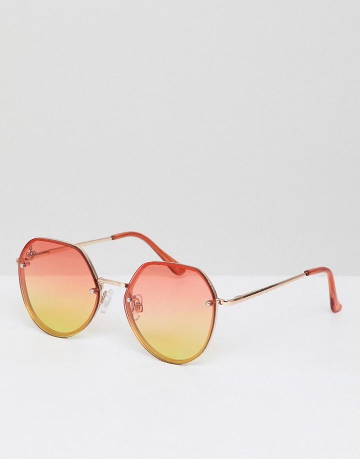 Jeepers Peepers Round Sunglasses With Gradient Lens - Silver