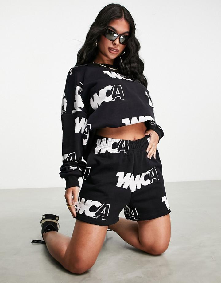 Asos Weekend Collective Monogram Shorts In Black - Part Of A Set