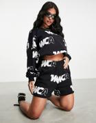 Asos Weekend Collective Monogram Shorts In Black - Part Of A Set
