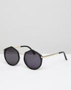 Vow London Leah Round Oversized Sunglasses In Black - Black
