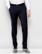 Number Eight Savile Row Exclusive Tonal Mini Check Pants With Stretch In Skinny Fit - Navy