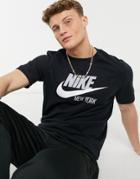 Nike Nyc Logo T-shirt In Black-white